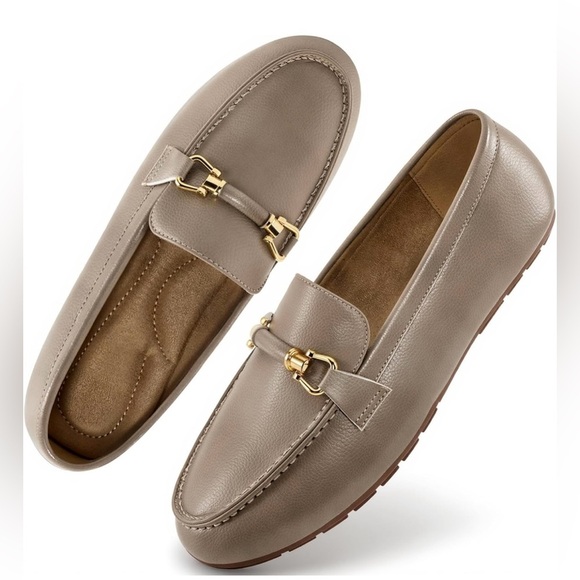 Elegant Taupe Loafers for Women - Picture 1 of 6